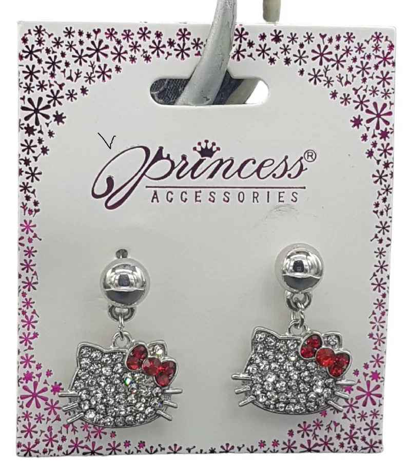 Crystal Kitty Earrings - Silver