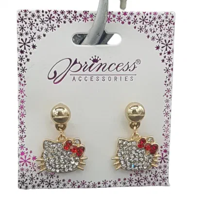 Crystal Kitty Earrings - Gold